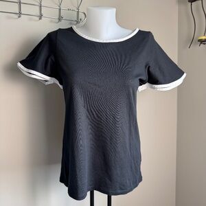 Lauren Ralph‎ Lauren Women's Short Bell Sleeve Popover Tee Black Size S Preppy